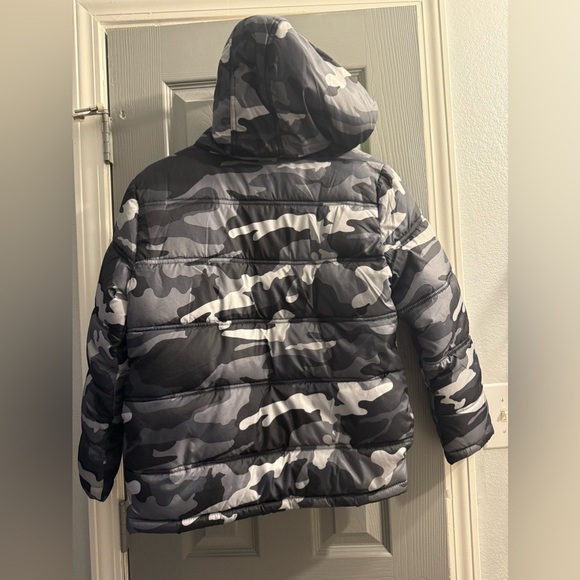 Boys Faded Glory hooded camo puffer bubble coat jacket EUC Size Large 10-12 - Picture 6 of 9